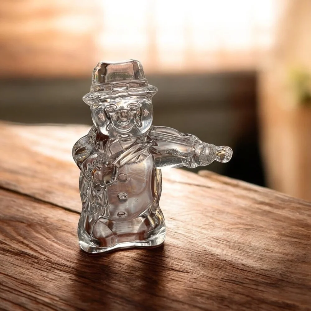 MIKASA LEAD CRYSTAL FIGURINE FROSTY'S CHOIR snowman 5,5” high
